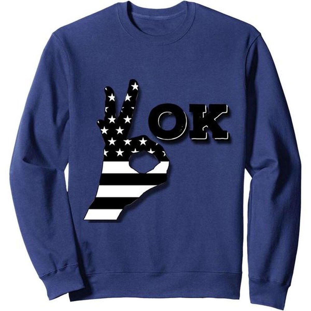 Long Sleeve Shirts For Men Sweatshirt OK Hand Sign Cool Okay 4Th Of July Funny Gift Sweatshirt Graphic Tee Streetwear Casual Tops Clothes sw