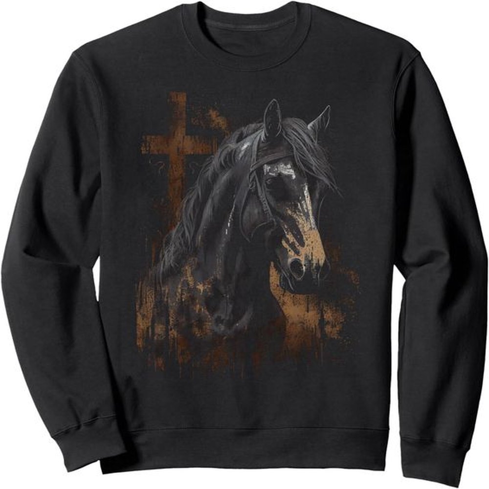 Long Sleeve Shirts for Men sweatshirt This Girl Runs On Jesus And Horses Horse Riding Equestrian Sweatshirt T shirt Tee Streetwear Casual to