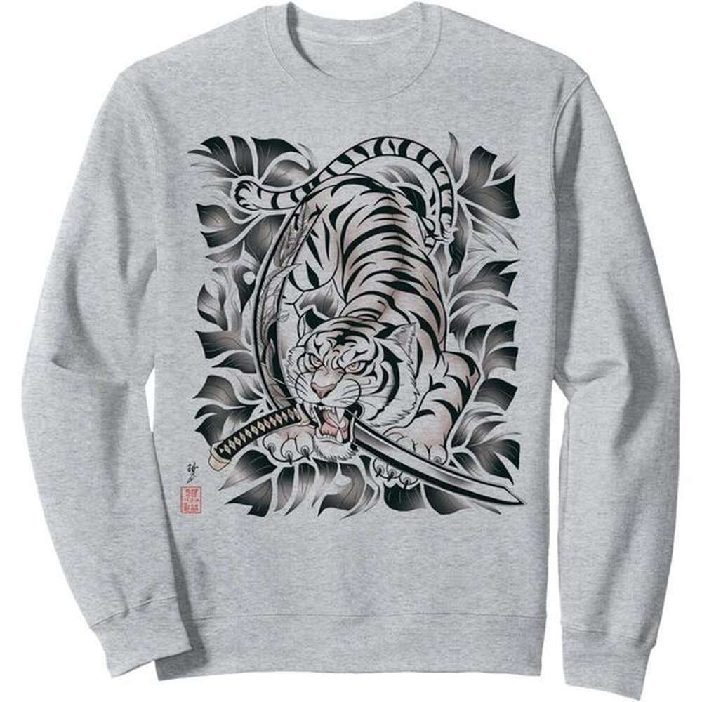 Long Sleeve Shirts For Men Sweatshirt Tiger Japanese Art Cool Wildcat Animal Lover Gift Sweatshirt Graphic Tee Streetwear Casual Tops Clothe