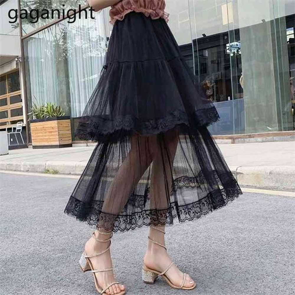 long tulle skirts womens spring summer mesh pleated skirt saia