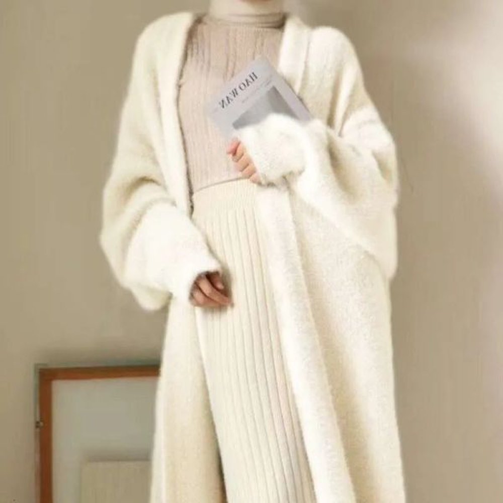 long white cardigan for women winter clothes knitted fluffy long