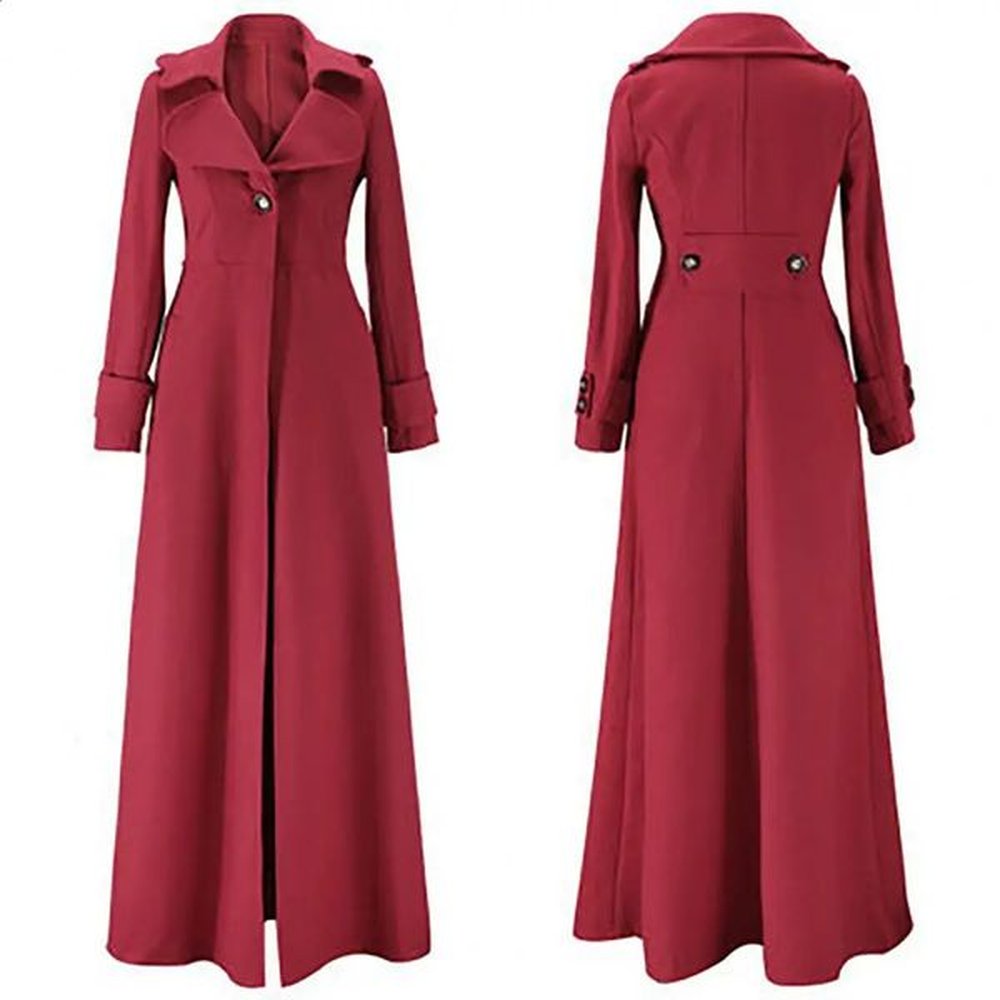 long womens wool coat autumn and winter single chest flip