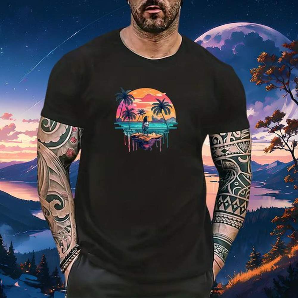 Loose beach 230g Cotton Men Tops Tees Home Outdoor Round Neck Short Sleeve T shirt New Customized Tops Shirt