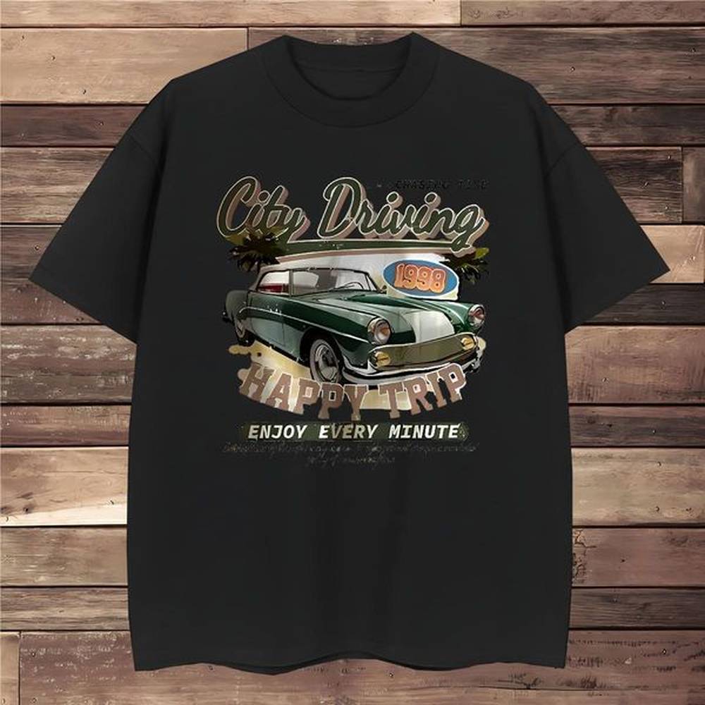 Loose Fit Mens T Shirts car Round Neck Short Sleeve Street Oversized 230g Pure Cotton Men Tops Tees 2024 New Tops Shirt