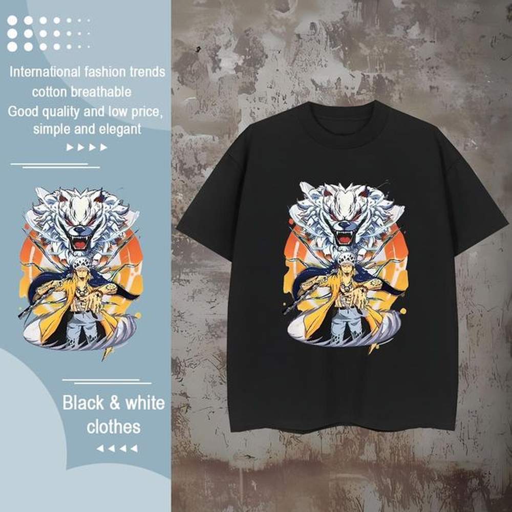Loose Fit Tshirts Luffy 230g Pure Cotton Breathable Crew Neck Home Outdoor Men T Shirts DIY Anime Fashion Tees Shirts