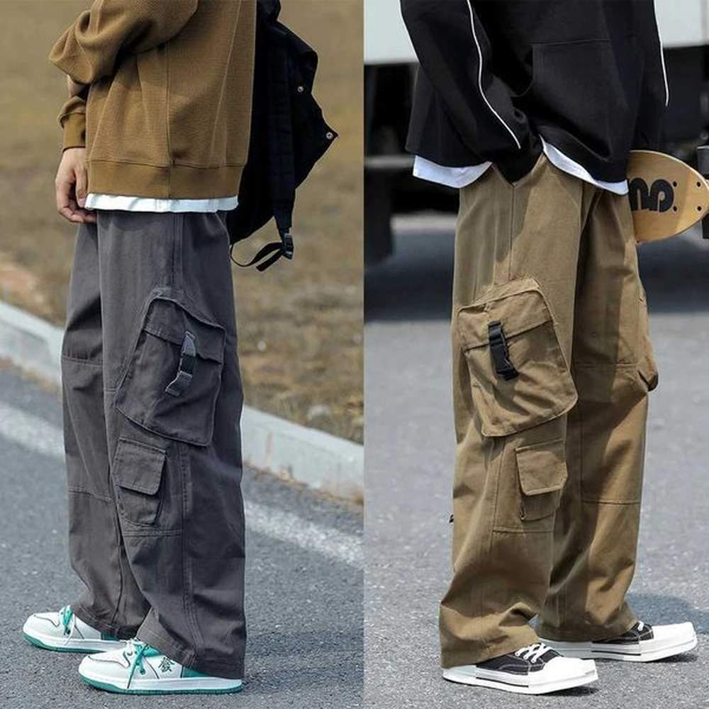 Loose retro casual autumn Japanese streetwear hip-hop pants W241009