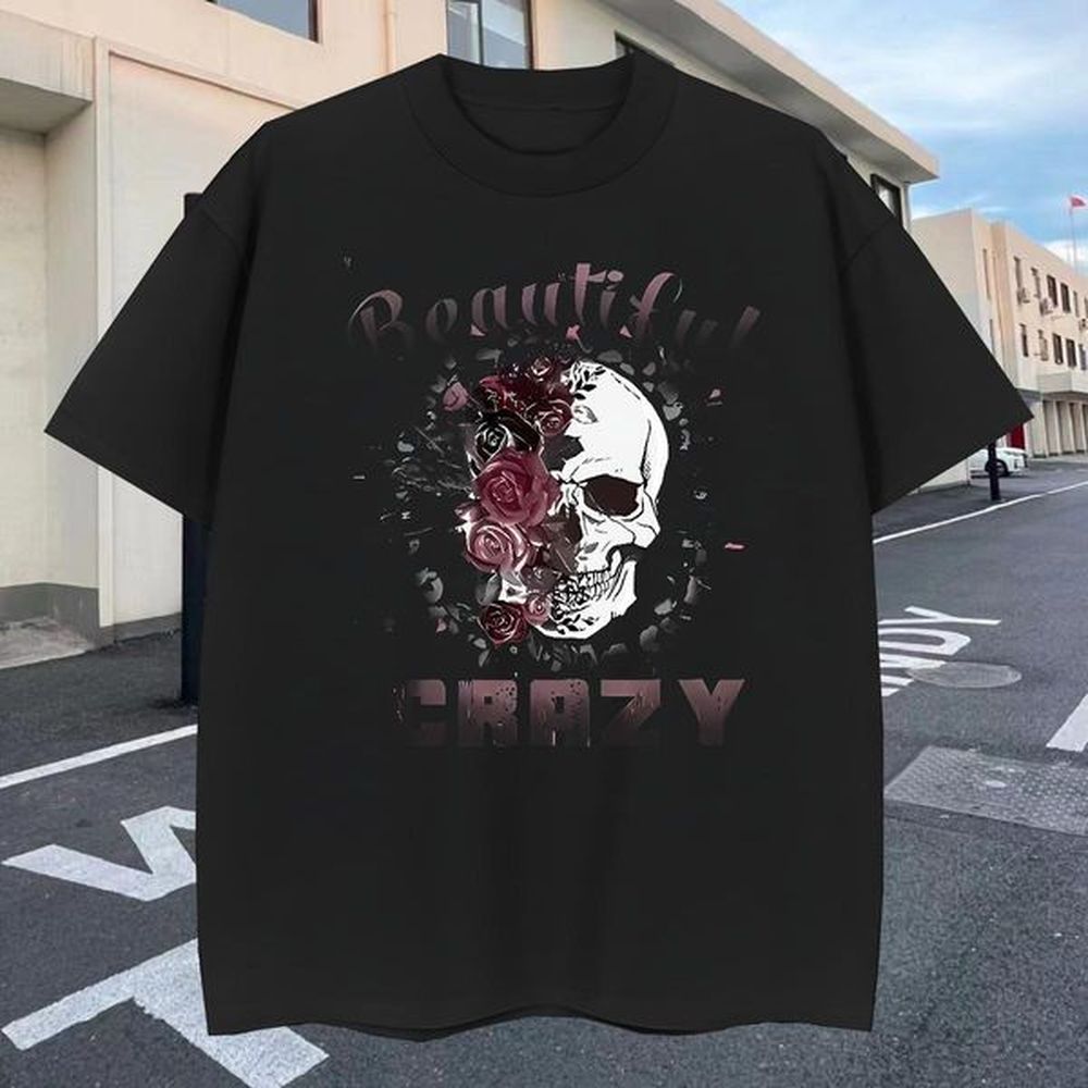 Loose T Shirt For Man 230g Pure Cotton skull Street Cartoon Printing L-4XL Short Sleeve O-Neck Men Clothes T-Shirt Free Shipping Top Tees