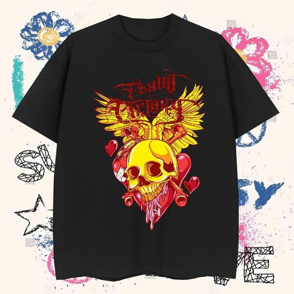 Loose T shirt 230g Cotton skull Daily Outfit DIY Printed Short Sleeve Soft Men Tees Fashion Tshirts