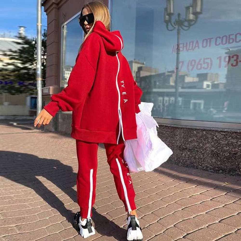 loose tracsuit women two piece set casual outfit warm tracksuit