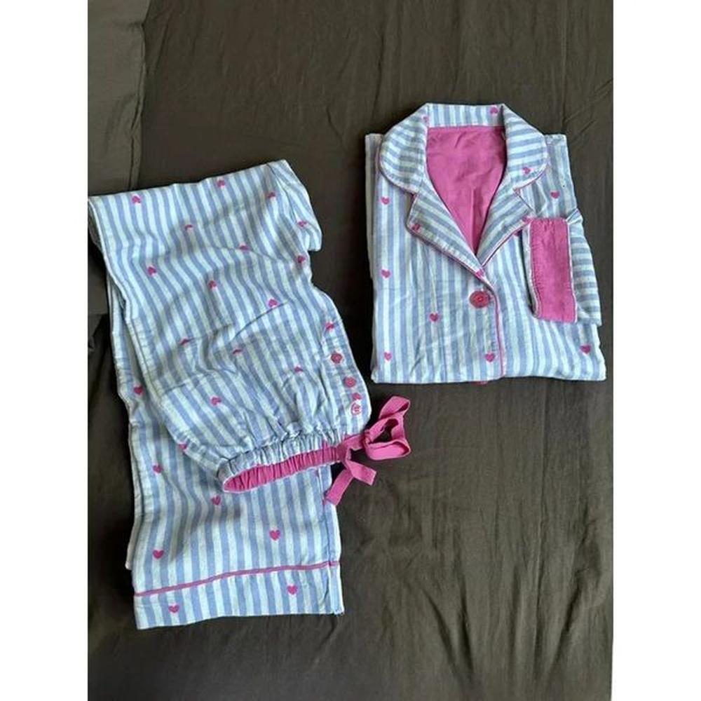 love print contrast color stripe pajamas womens spring and autumn