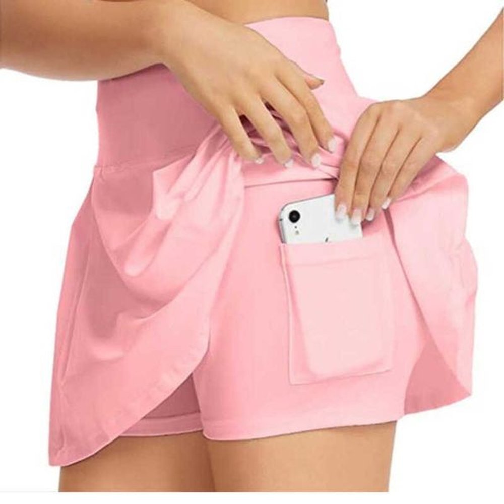 luluwomen yoga pleated skirt knee above length pocket shorts inside