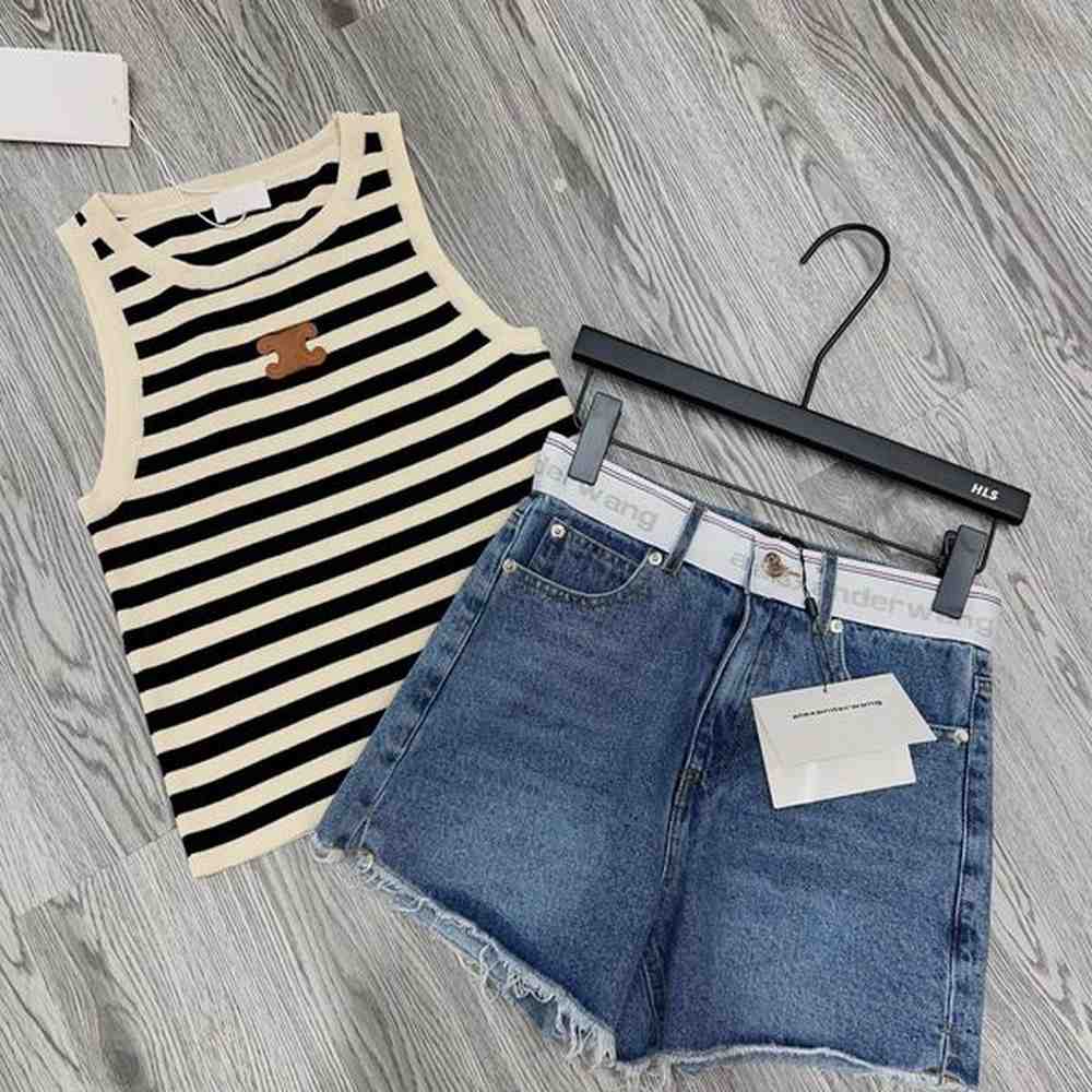 luxury brand ce stripe vest top for women designer sleeveless