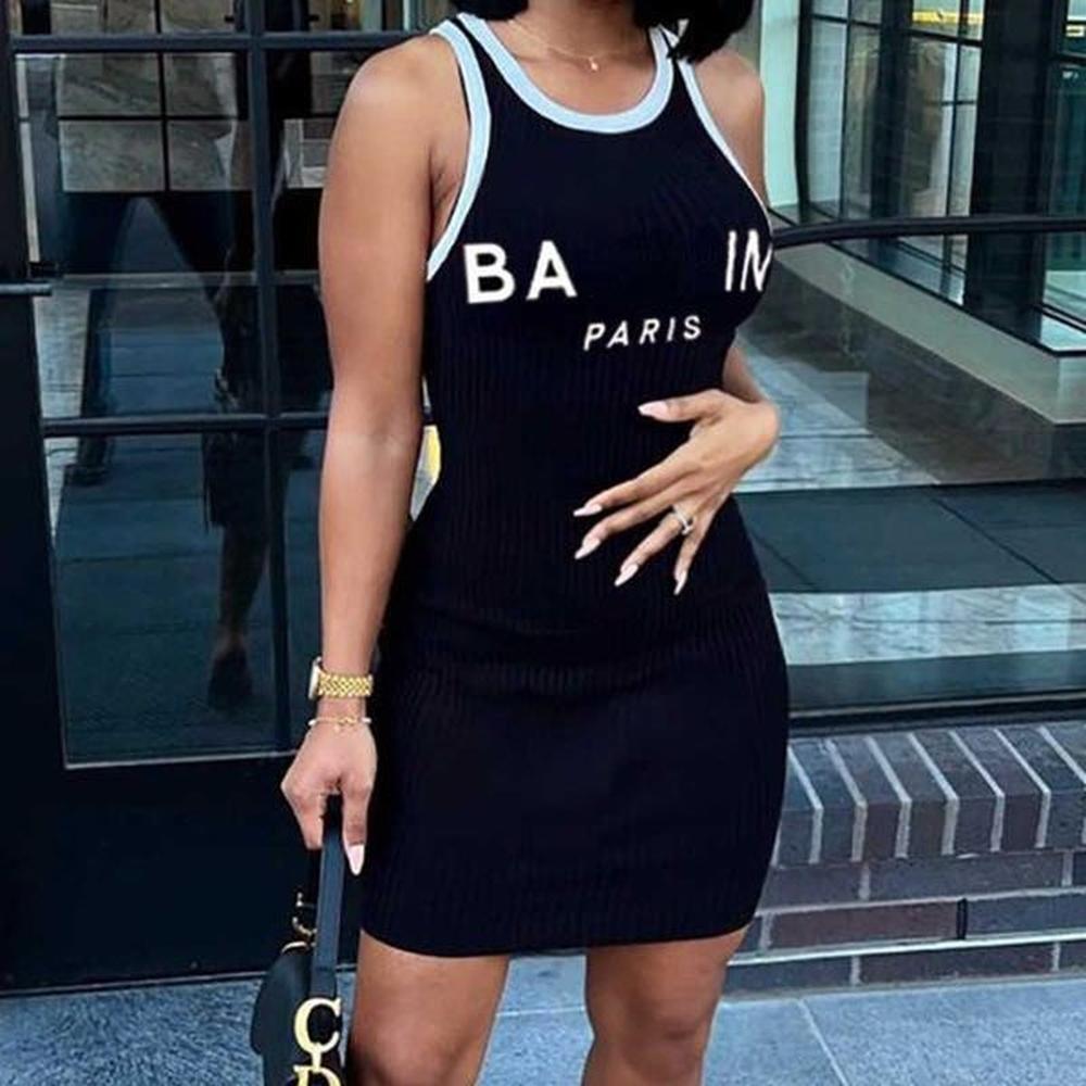 luxury brand designer dress fashion letter print dress slim quick