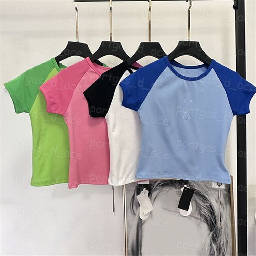 luxury cropped tees women designer short sleeve t shirt contrast