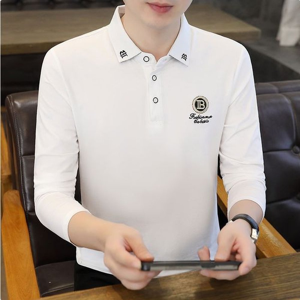 Luxury TShirt Men s Designer Fashion Man s T-shirts long Sleeve Luxury Hip Hop Streetwear lapel polos tops pullover black white brown grey A