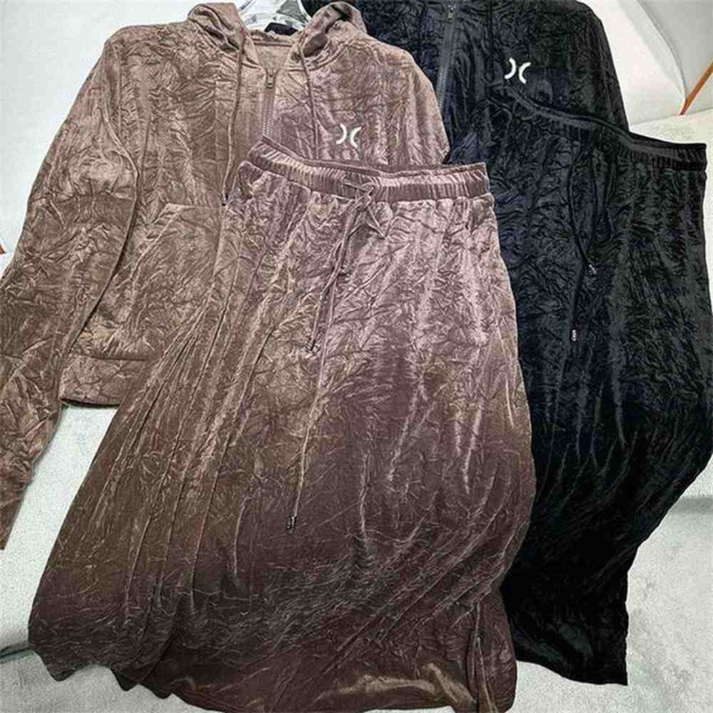 luxury velour sets women jacket pants outfits hooded casual coats