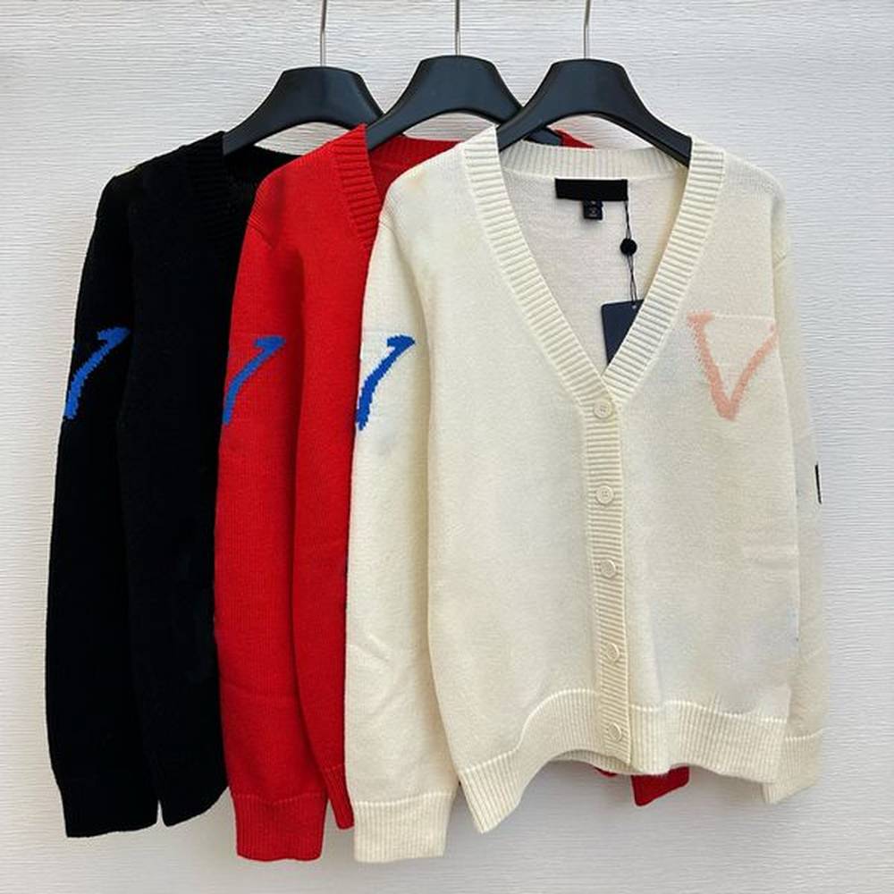 luxury women cardigan autumn casual contrast color letter sweater stylish