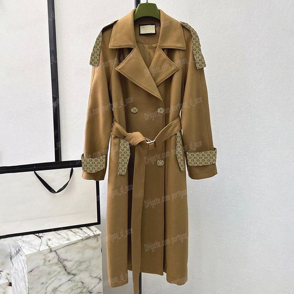 luxury women trenchcoat elegance double breasted coat brand letters big