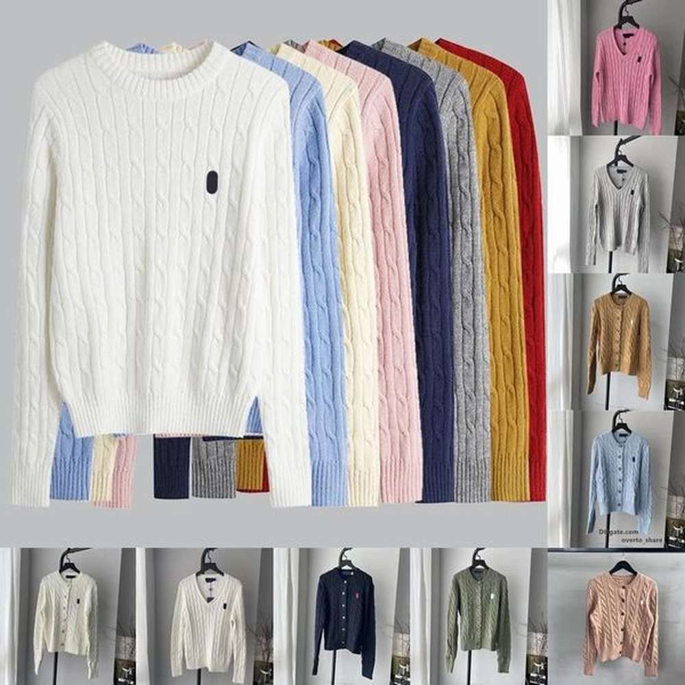 luxury womens sweaters designer round neck sweater twist pullover pony