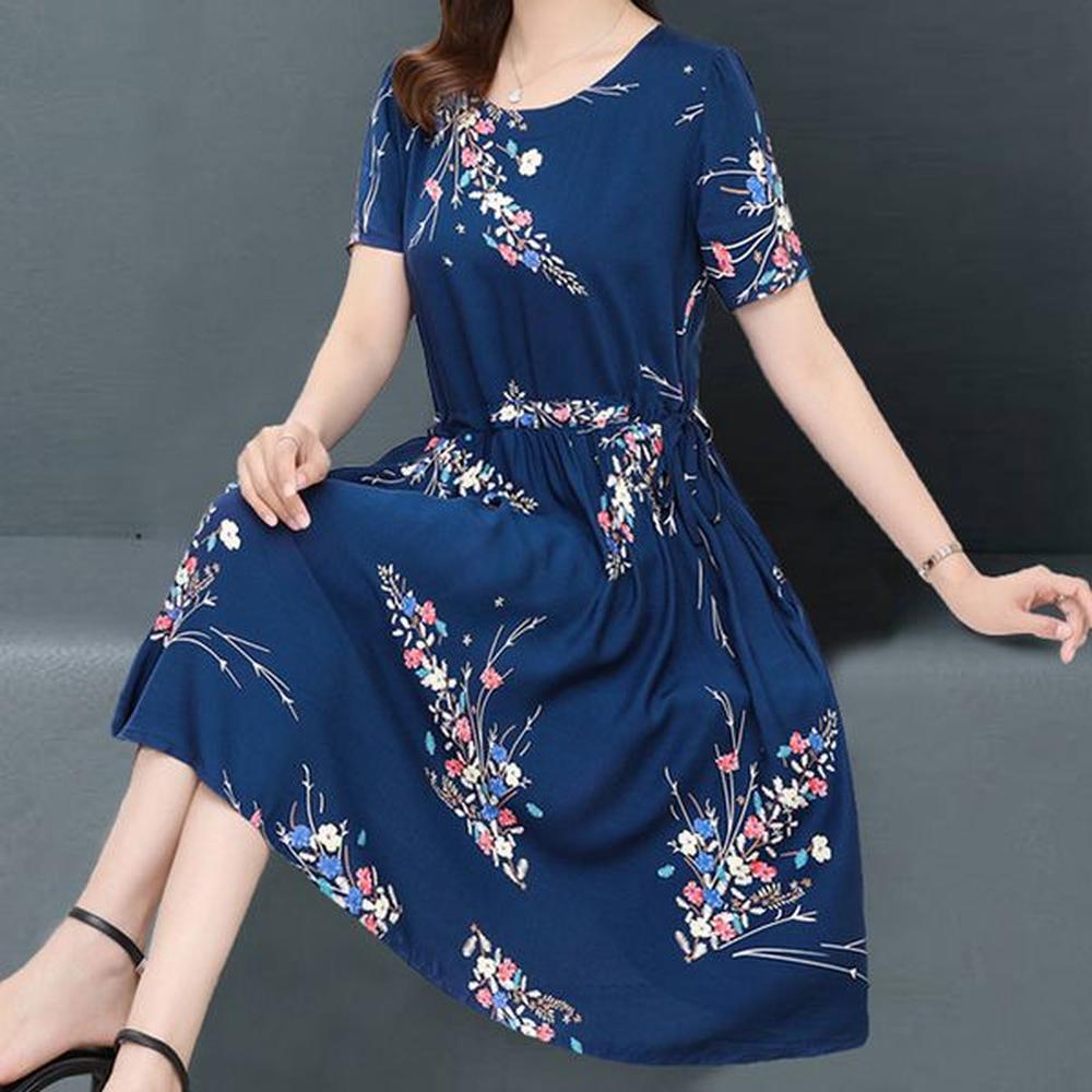 m spring and summer new large size womens floral dress