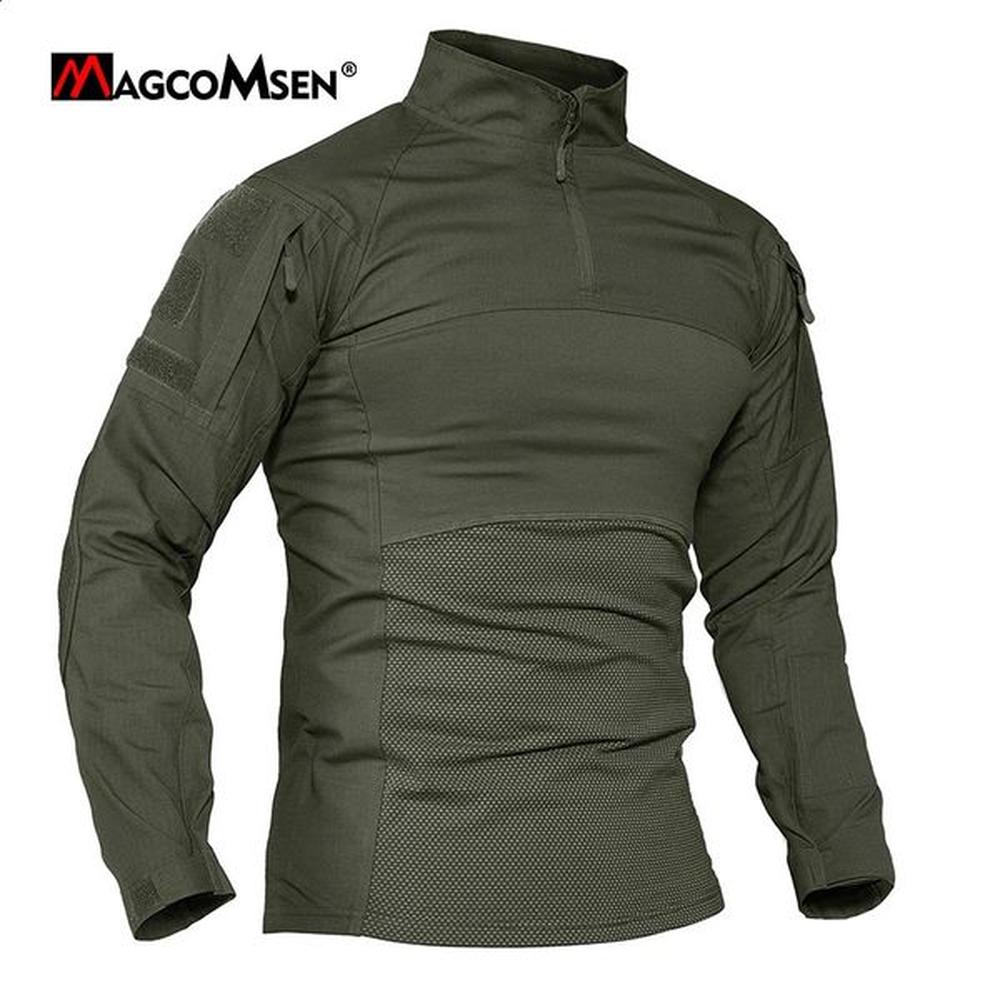 MAGCOMSEN Mens Fishing Tshirt with Zipper Front Long Sleeve Shirt for Hiking Climbing 240717