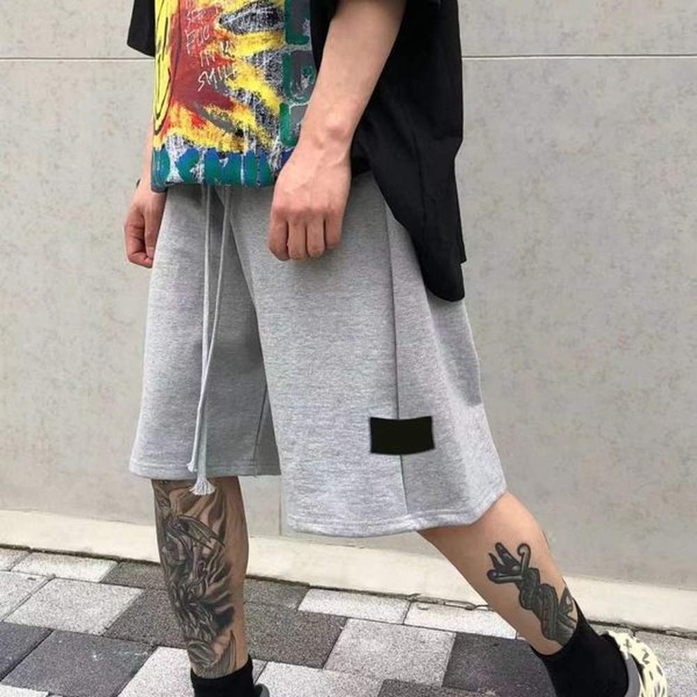 Man Shorts Sport Summer Breathable Mens Casual Pants Trouse Flat Short Joggers Outfit Beach Bottoms Embroidery Budge Side Striped Asian Size