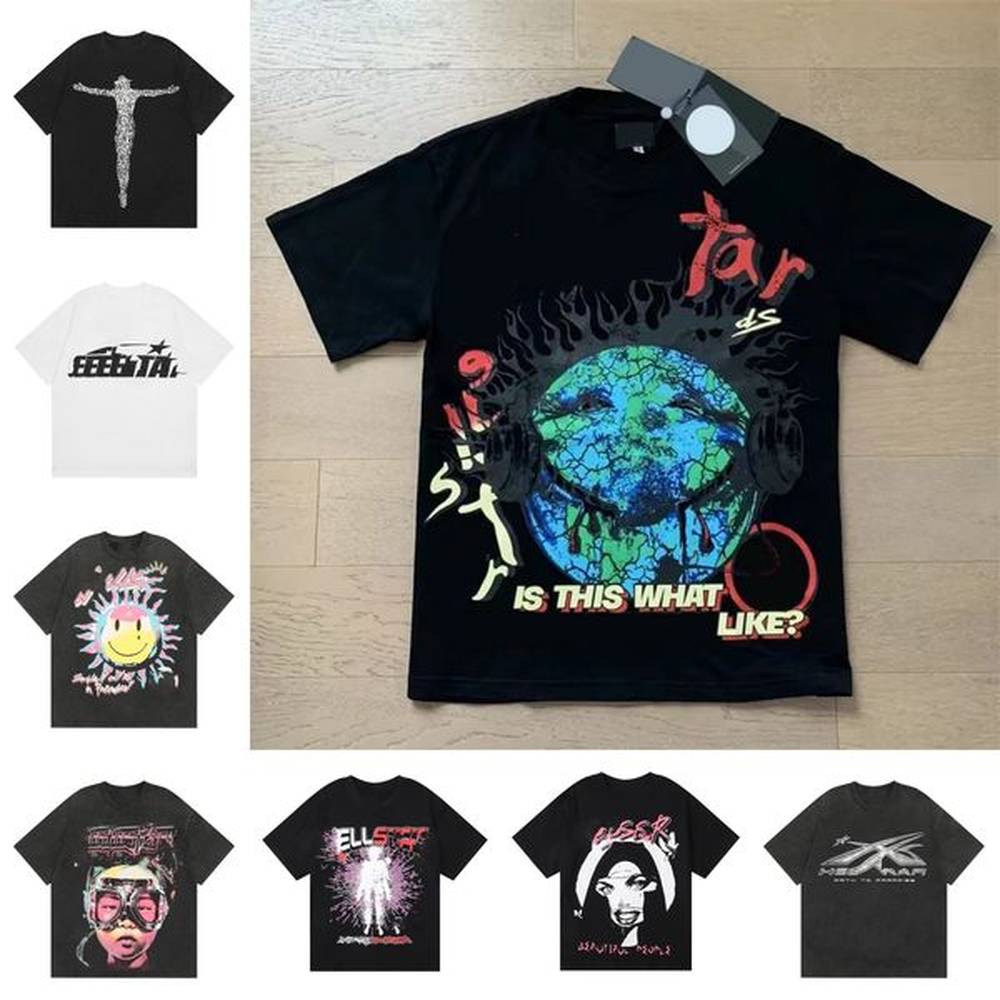 Man t shirt Designer t-shirts Fashion clothing hipster washed fabric tee graphic Street Quality Lettering foil print Vintage Black Loose S-X