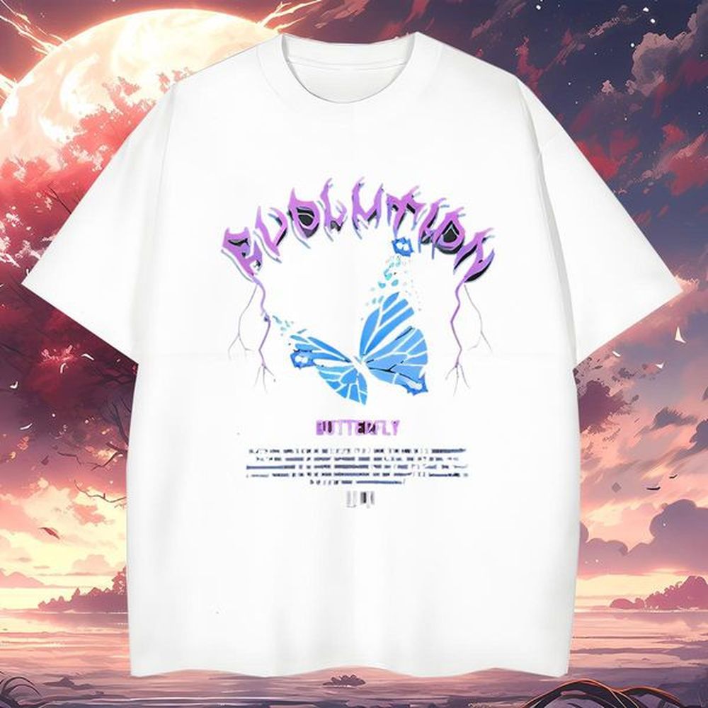 Man T Shirts 100% Cotton 230g Butterfly Beach Short Sleeve O-Neck Black White Men Tshirts 2024 Summer Brand Tees