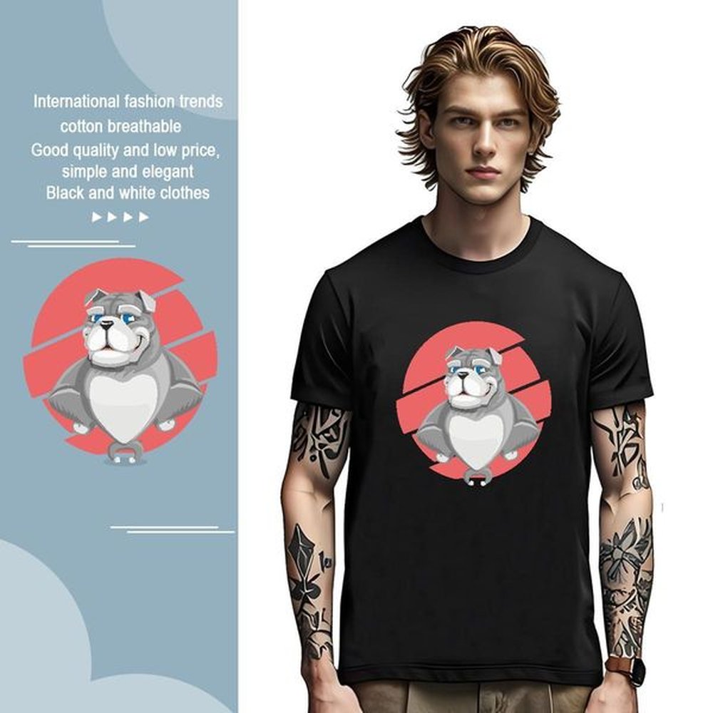 Man T Shirts 230g Cotton dog Anime Printing Street Breathable Short Sleeve Custom Big Size Men Tees Wholesale TOP Quality Wear