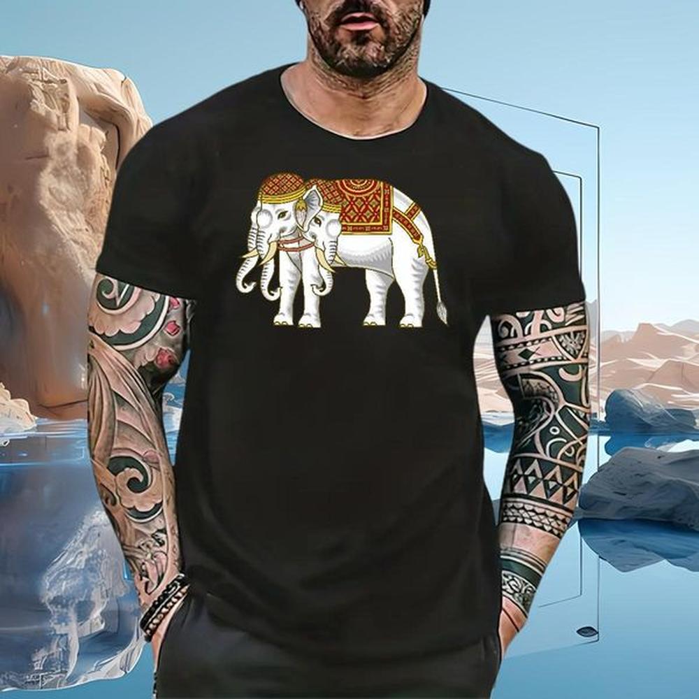 Man T Shirts 230g Pure Cotton elephant Daily Wear Crew Neck Graphic Couples T Shirts New Arrival TOP Quality Polos