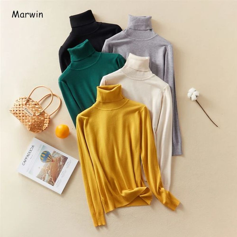 marwin coming autumn winter top solid pull femme pullover thick