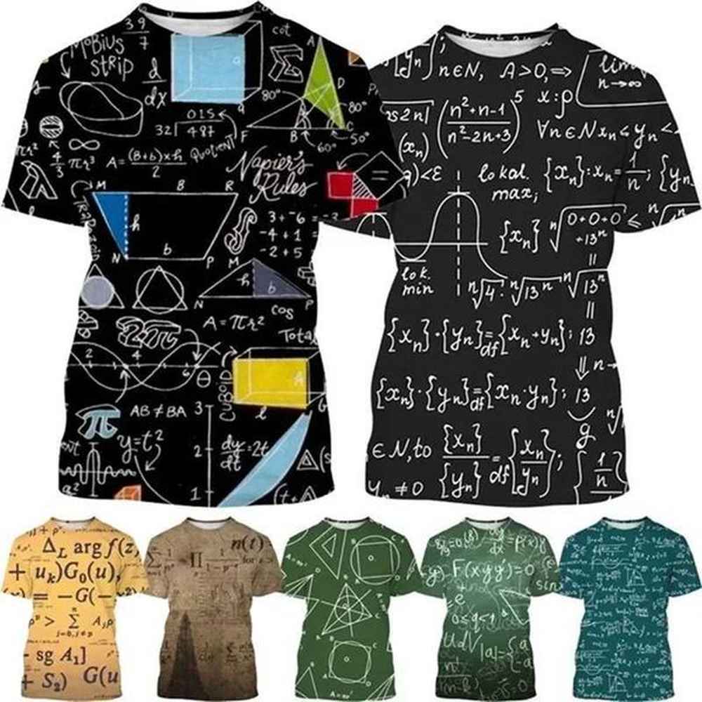 Mathematical formula printing mens T-shirt casual and interesting short sleeved T-shirt casual oversized mens T-shirt M250108