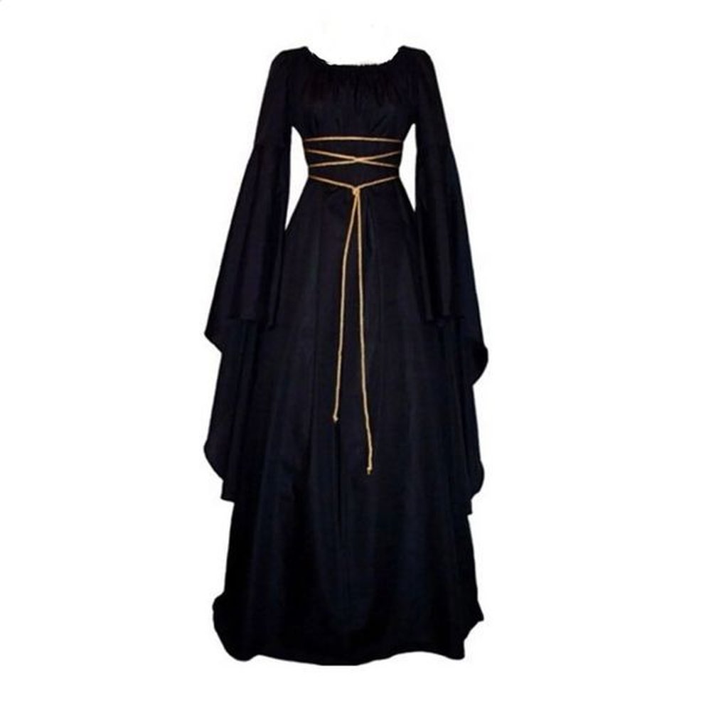 medieval roleplaying witch maxi dress gothic retro long sleeved bandage