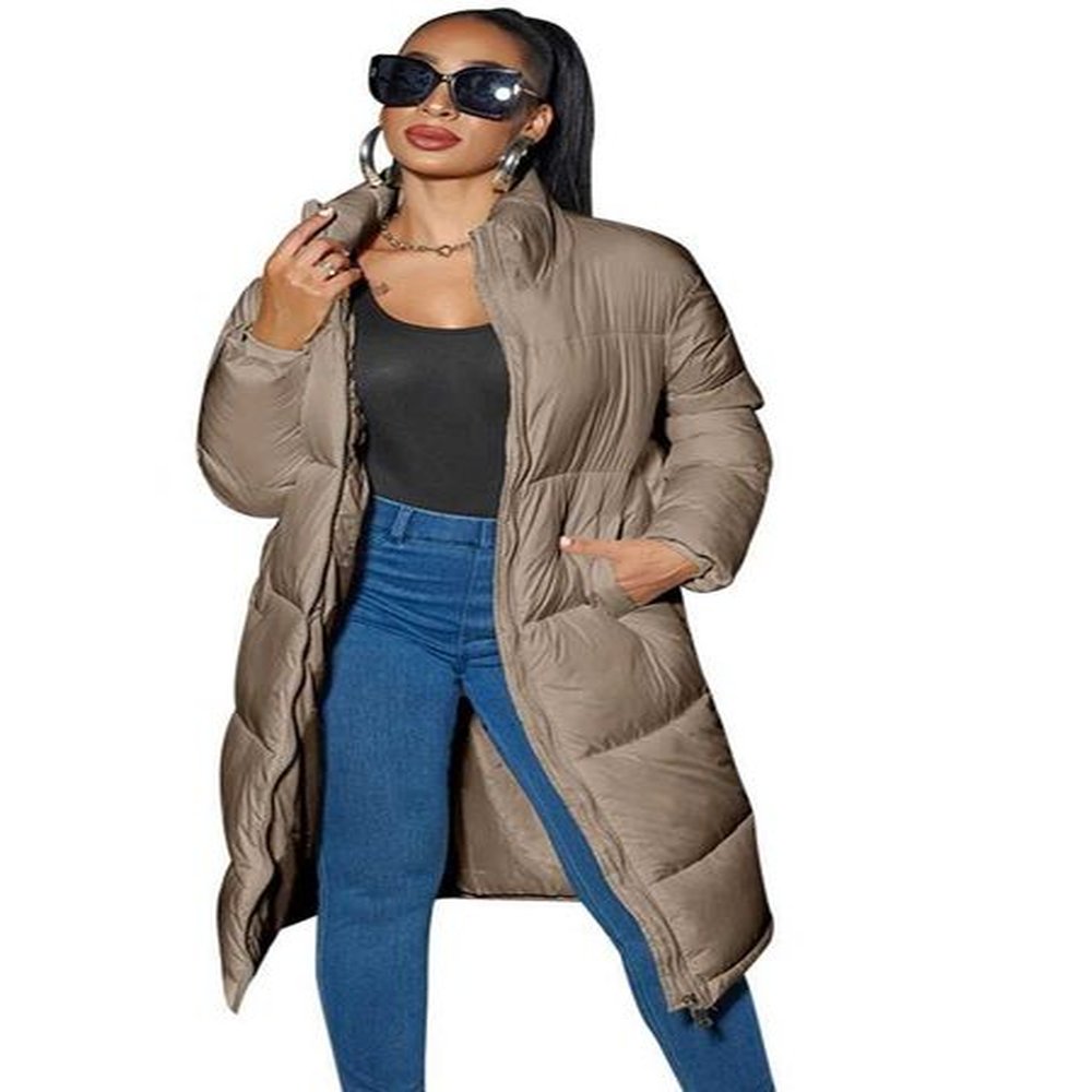 medium long parka cottonpadded coat women casual zipper pockets long