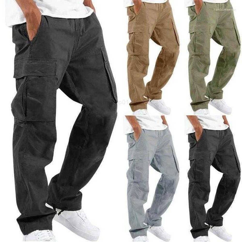 Mem Multi-pockets Spring Summer Cargo Pants Men Streetwear Zipper Leg Skinny Work Joggers Cotton Casual Trousers2E1E