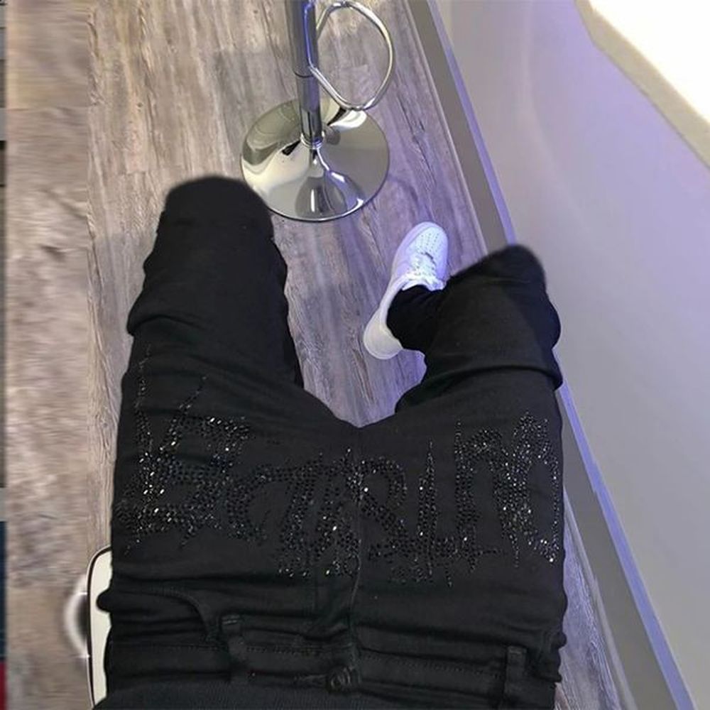 Men Black Skinny Jeans Motorcycle Street Trendy All-match Cozy High Waist Advanced Rhinestones Stretch Pencil Denim Pants 240914