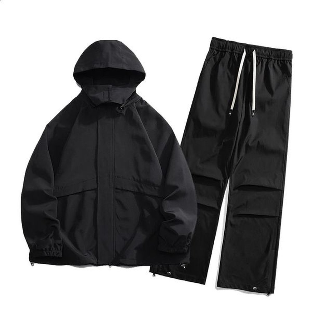 2024 Men Casual Sets Zipper Patchwork Tracksuits Mens Hip Hop Streetwear Suit Male Jacket And Pants Clothing Sets 241223