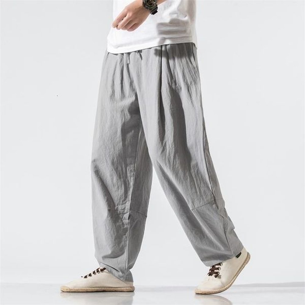 Men Clothes Summer Japanese Casual Streetwear Harajuku Cotton Linen Baggy Pants Male Solid Oversized Bloomers Trousers M-5XL 240923