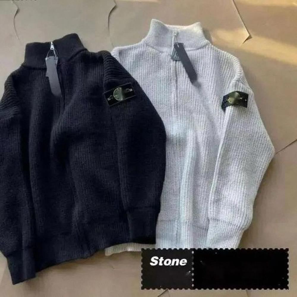 Men Designer Cardigan sweater Cardigan Knit Stones Men's Fashion Letter White Black long-sleeved clothing Zipper pullover armband