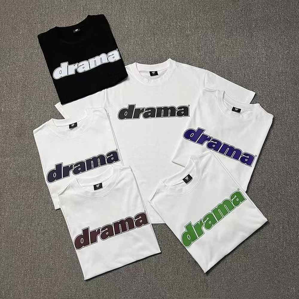 Men Drama Call T Shirt Summer tee Loose Short Sleeve Tee Tops White Letters T-Shirts Women Couple Simple Inside Tags