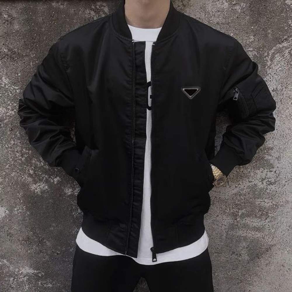 Men Hoodie Classic Casual Brand Jacket Shirt Double Woven Material Oversized Bomber Jackets Arm Pocket Decoration Asian Size V-neck Three Co