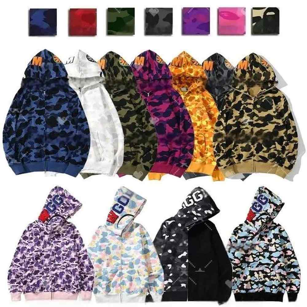 Men Hoodie Designer Shirts Tees Women full zip up shark Hoodies Tshirts Casual Hoody Short Sleeve Clothing Tops High Street long sleeve Stre
