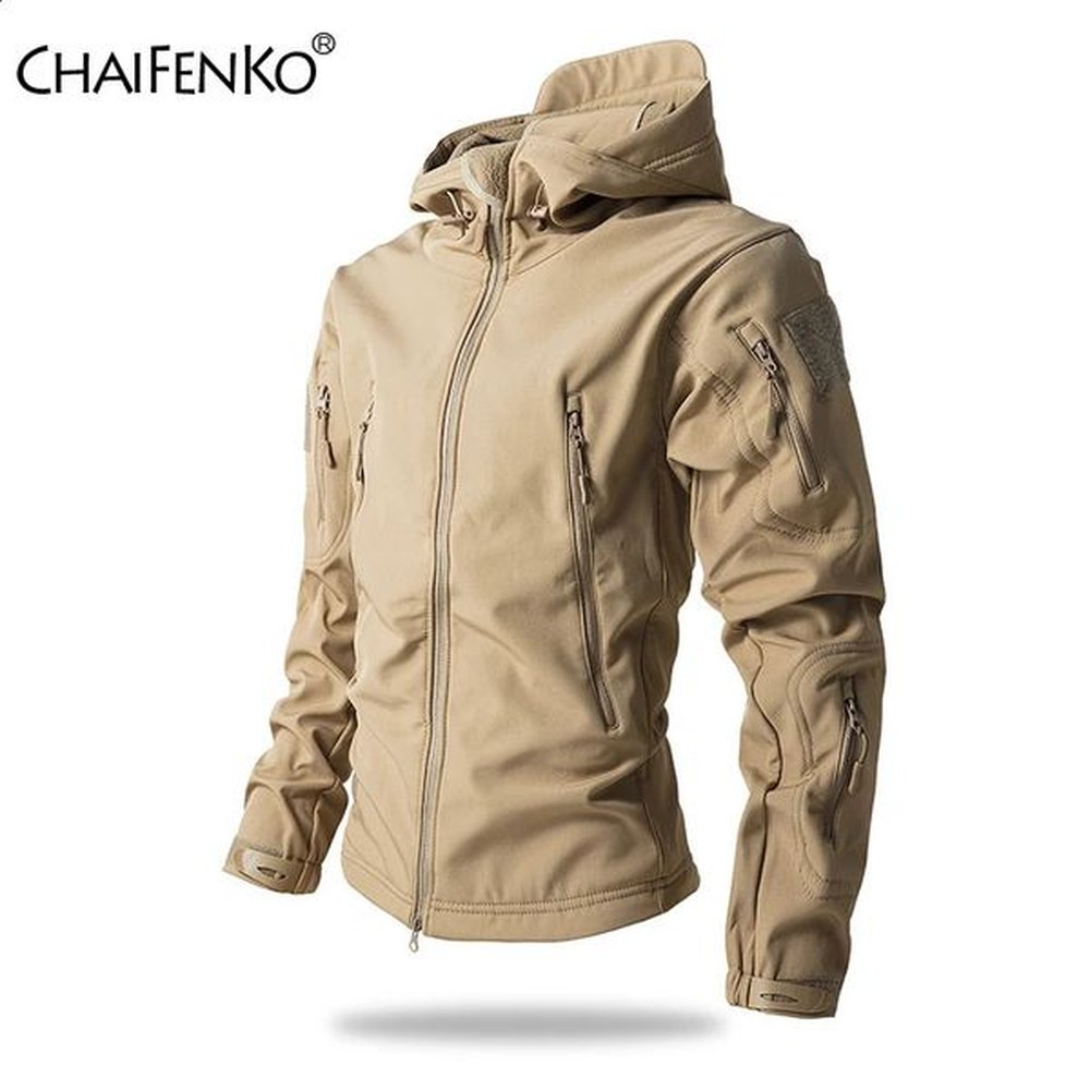 Men Lurker Shark Skin Soft Shell Tactical Autumn Winter Waterproof Fleece Hooded Coat Hunt Clothes Outdoor Work Jacket 240830