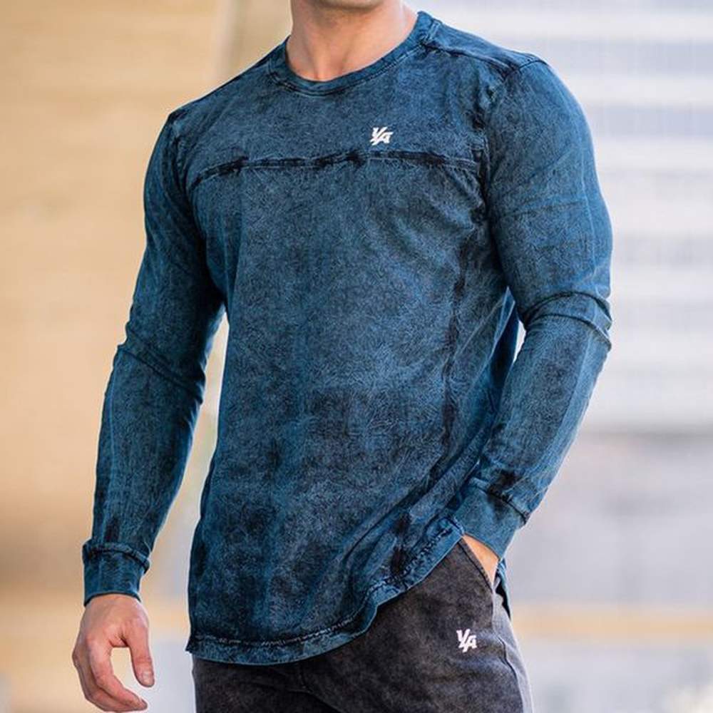 Men New Denim Long Sleeve T-Shirt Streetwear Fashion Shirts Tops Clothes Men Y1112