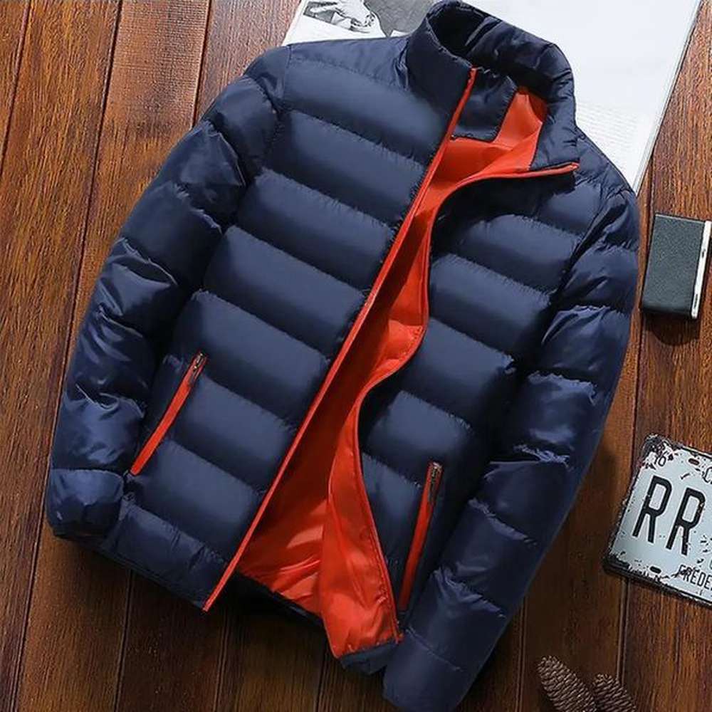 Men Parkas Padded Stand Collar Long Sleeve Overcoat Loose Thickened Autumn Winter Zipper Pockets Jacket Streetwear 241116