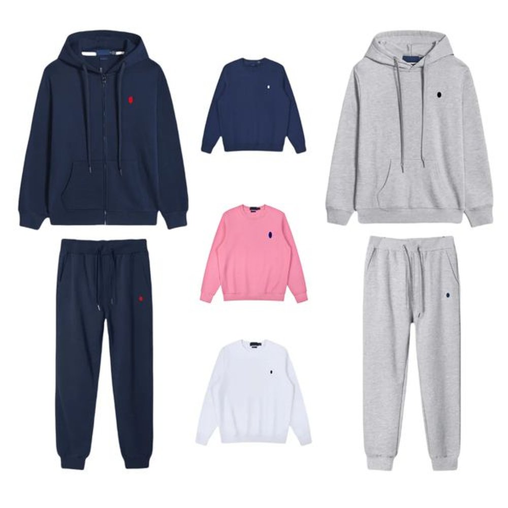 Men Polo Tracksuit Set Zip Up Hoodie Men Polo Hoody Designer Pullover Cotton Horse Long Sleeve Polo Hoodie Woman Sweater Grey Hoodie Designe