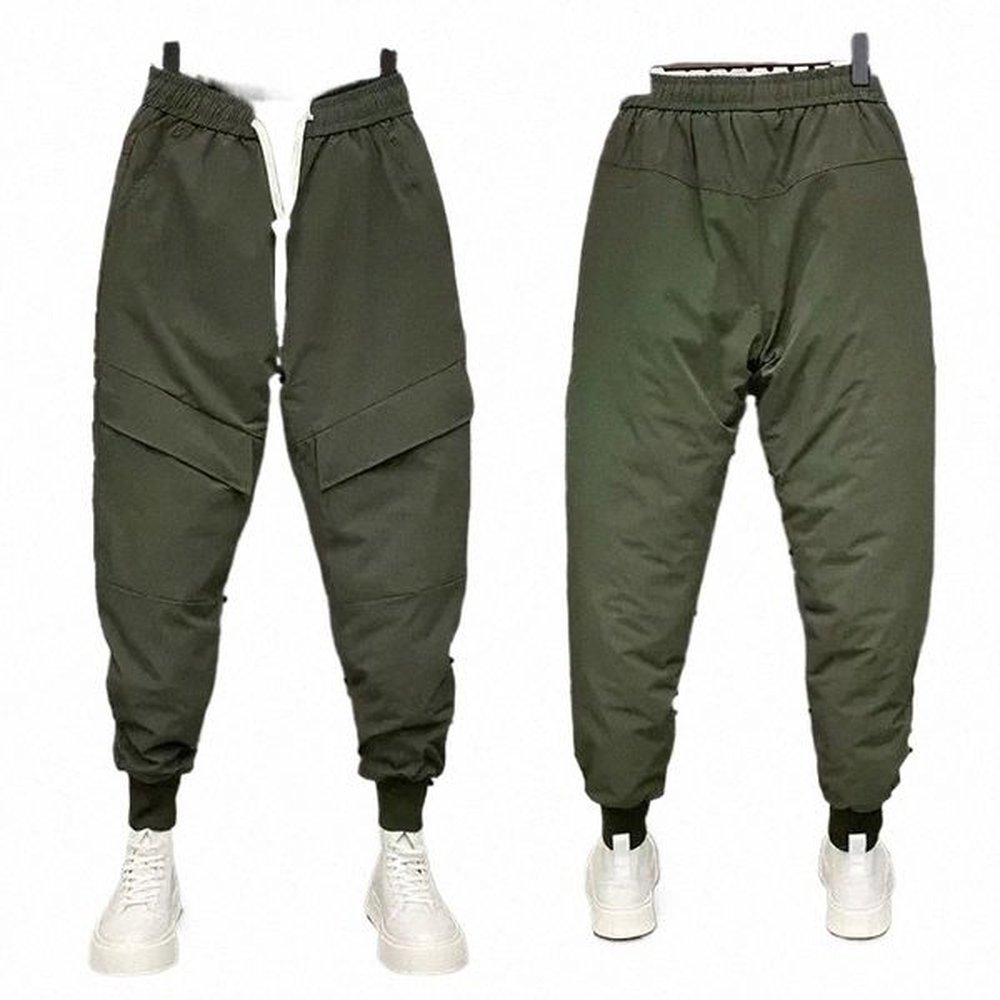 men s Pants Winter down cotton thickened cargo pants men s trend big pocket wearing thermal Male Trousers 2023 winter 231207 C7mn#