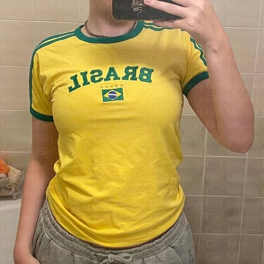 Men s T Shirts Atasan Potong Gotik Sulaman Huruf Wanita Estetis Pakaian Jalan Kaus Bayi Grunge Lengan Pendek Kasual Y2k Emo 230517
