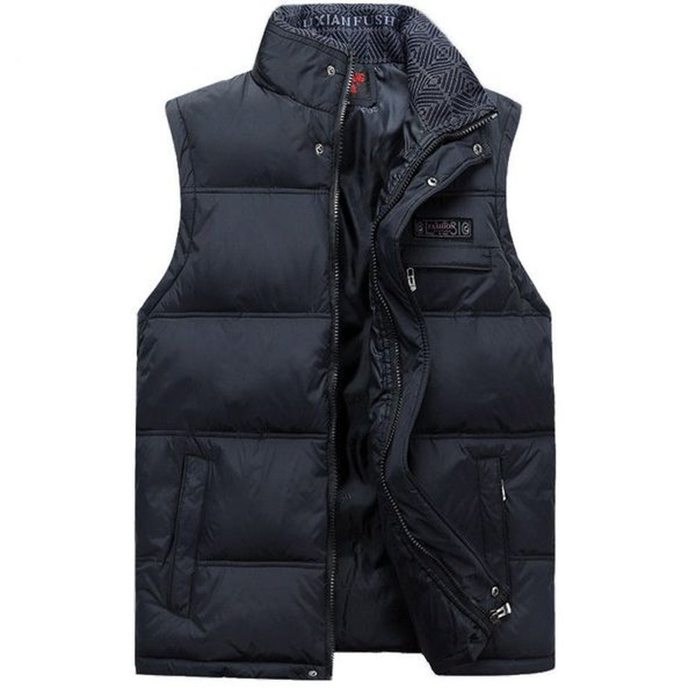Men Sleeveless Jacket China Winter Vest Male Casual Coats Cotton-Padded Men Warm High Collar Vest Pographer Men Waistcoat Red 210518