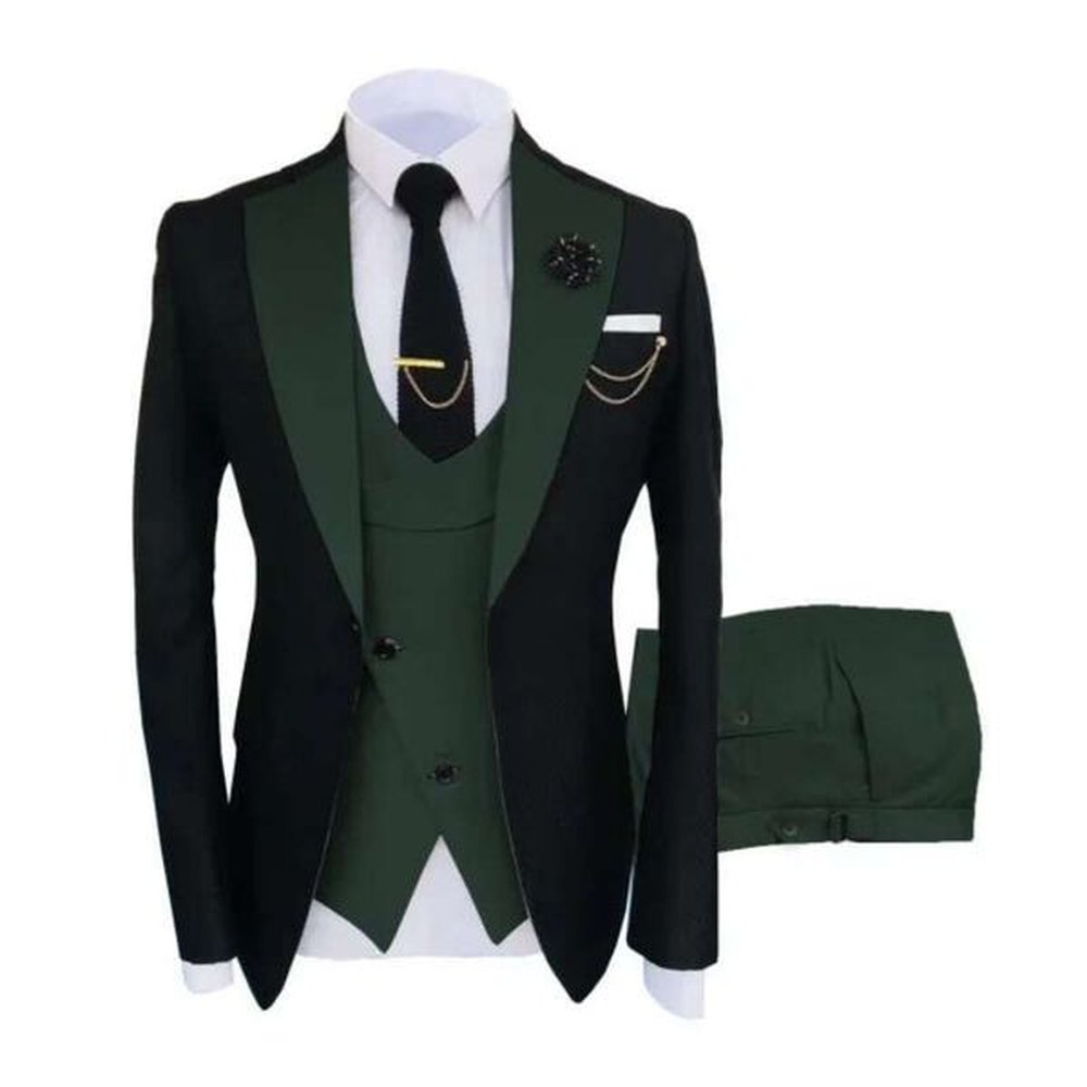 Men Suits 3 Pieces Tailored Best Man Groom Wedding Slim Fit Jacquard Two-color Blazer Jacket Vest Pants Tuxedo Clothing